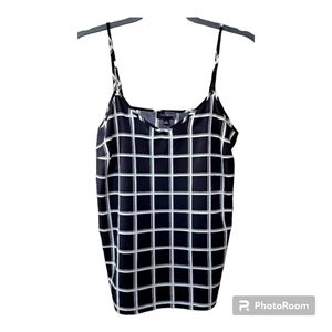 THE LIMITED Black & White Plaid Silky Camisole Tank Top Blouse Shell Size S